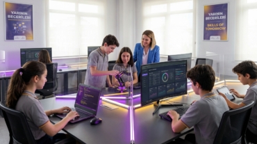 Bilişim Koleji Kaizen, Türkiye’nin ilk yapay zeka öğrencisi. Teknolojiyle öğrenen, düşünen ve üreten yeni neslin simgesi.